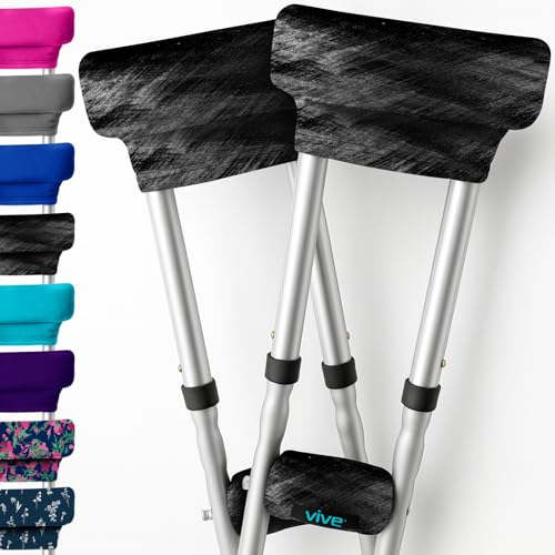 Vive Premium Crutch Pads & Hand Grips - Comfortable, Breathable, Machine Washable Padding - Moisture Wicking & Odor Reducing Pillow Accessory Covers for Adult & Youth Walking Crutches