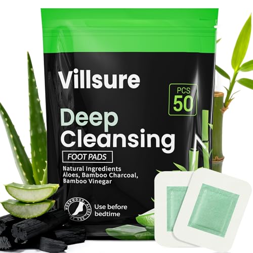 Villsure Deep Cleansing Foot Pads, 50 Pads Bamboo Foot Pads,Use during sleep. It is a good gift for family members