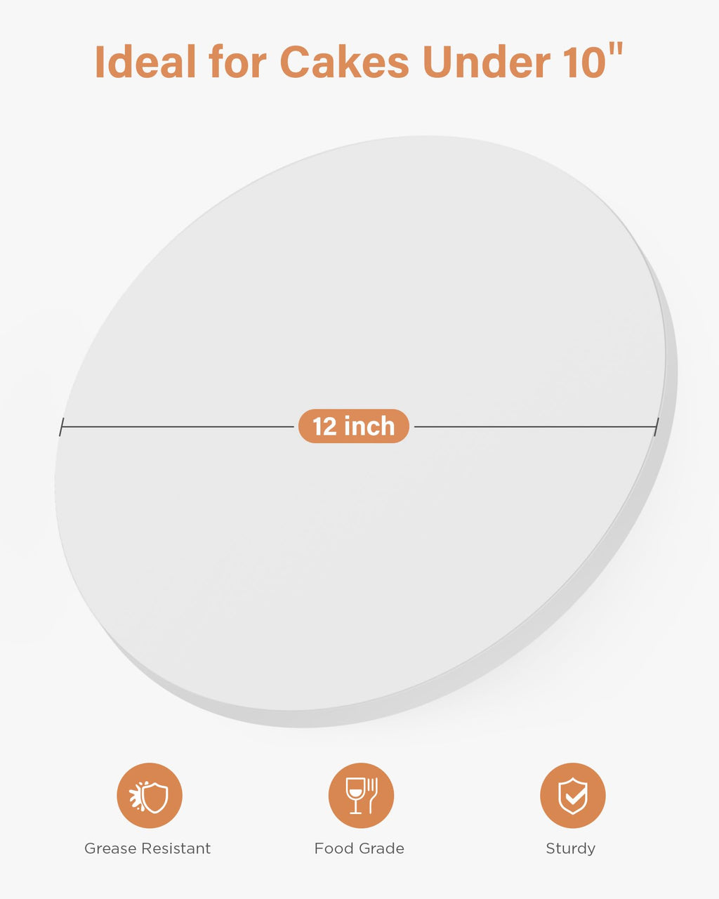Kootek Cake Boards 12 Inch Round, 1/2 Inch Thick Cake Drum, Sturdy Corrugated Cardboard Base, Base para Pastel, White, 6 Pack