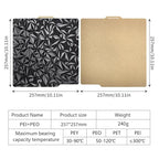 3D Printer Platform 257 x 257mm for Bambulab X1 X1C P1P P1S: Powder PEI - Texture PEO Build Plate for 3D Printing Project Removable and Flexible Spring Steel Sheet BCZAMD