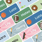 – Personalized Name Labels for Kids (120) – Waterproof & Durable Stickers for Clothing, School & Daycare Items - Sports