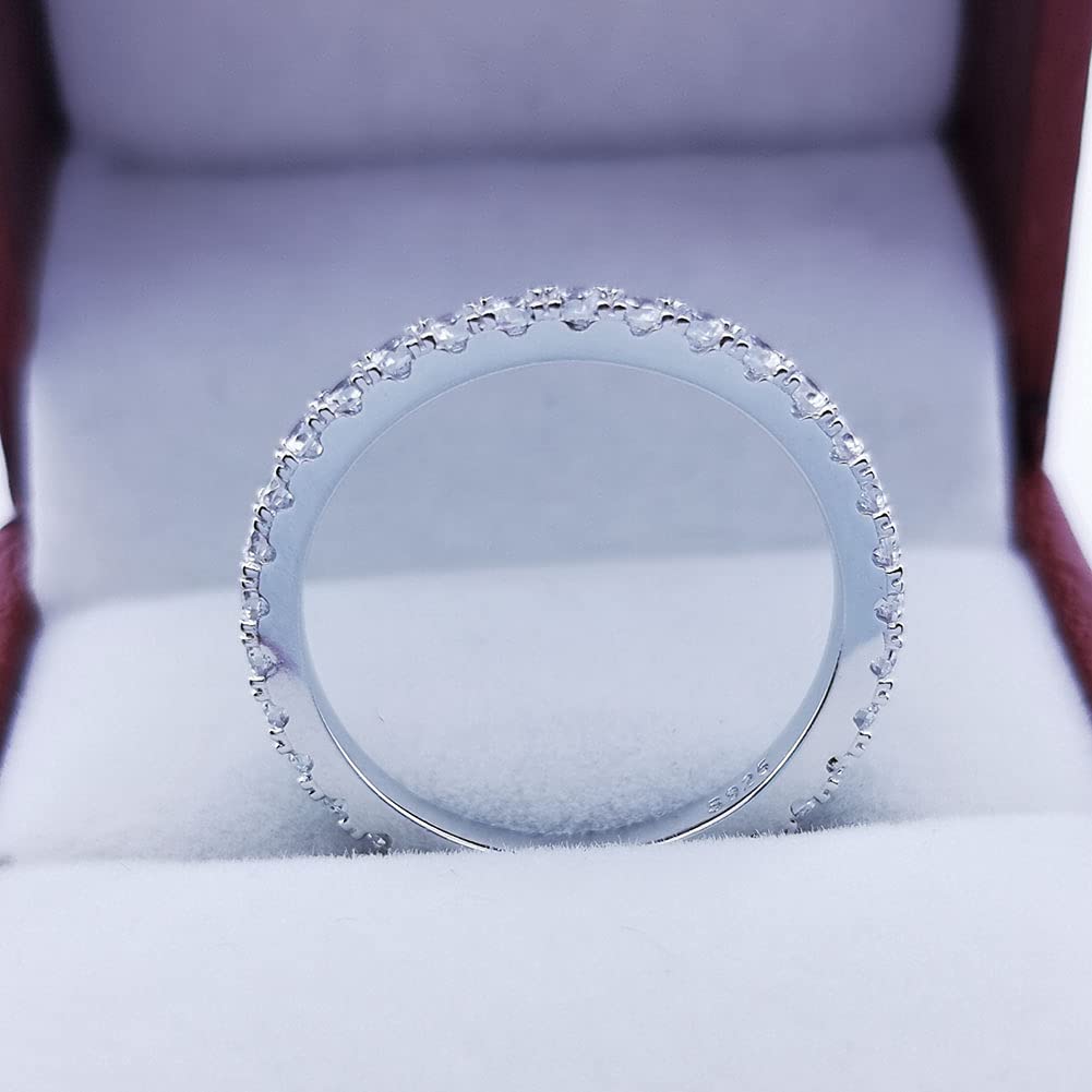 Bo.Dream 2.2mm Cubic Zirconia Wedding Eternity Band 925 Sterling Silver