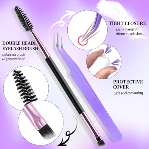 DIY Lash Extension Kit 804Pcs D Curl Individual Lash Clusters Eyelashes Extension Set with Mirror Lash Storage Box Lash Bond&Seal Glue Remover Tweezers Lash Brush Applicator