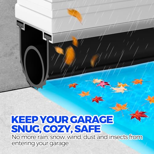 Holikme Garage Door Seals Bottom Rubber, Flexible EPDM Garage Door Seal, Garage Door Weather Stripping Kit Seal Strip Replacement, 5/16 Inch T-End, 4 1/8 Inch Width (22Ft, Black)