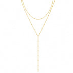 Foxgirl Lariat Gold Necklace for Women, Dainty Long Necklace 14k Gold Plated Satellite Y-Shaped Pendant Necklace Trendy Layered Chain Drop Necklaces Simple Gold Jewelry for Women Gift