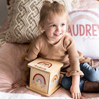 Wooden Piggy Bank for Kids and Adults, Personalized Gift Handmade in USA by BloomOwl, Custom Piggy Bank, Personalized Banks for Kids, Gifts for Baby Boys and Girls (Rainbow)