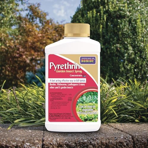 Bonide Pyrethrin Garden Insect Spray Concentrate, 8 oz Ready-to-Mix Fast Acting Insecticide for Outdoor Garden Use