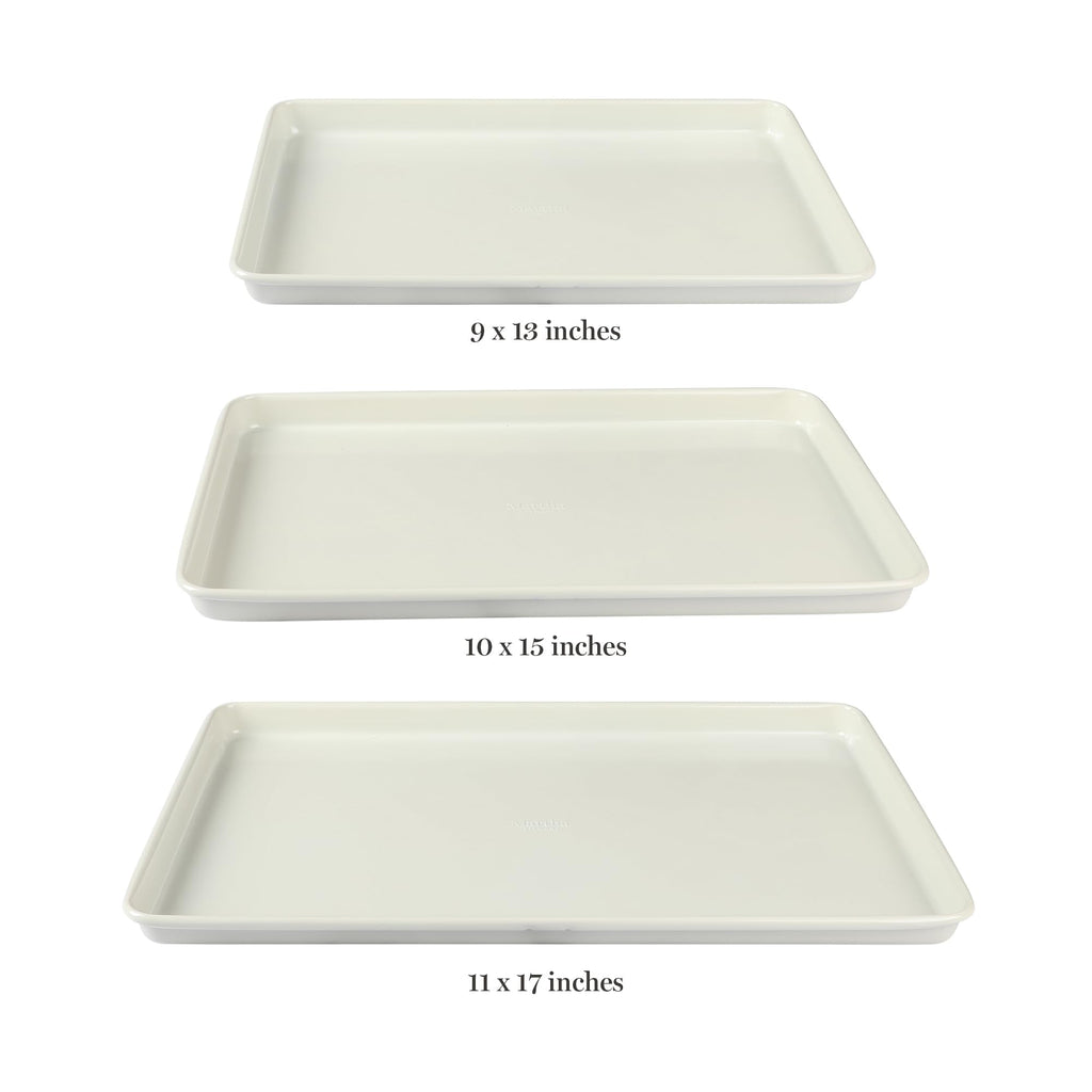 Martha Stewart Gallen 3-Piece Cookie Sheet Set – 13", 15", 17" Baking Pans, Ceramic Nonstick, PFA-Free, Carbon Steel – Oven Safe to 450°F, Warp-Resistant, Easy to Clean - Linen White