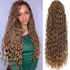 Goddess Box Braids Crochet Hair for Black Women 24 Inch 7 Packs Boho Crochet Box Braids Pre Looped Bohomian Box Braids crochet hair with Curly Ends Synthetic Braiding Hair Extensions M33/30/27