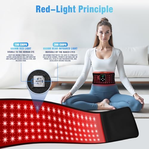 2-in-1 Red Light Therapy Belt, Wired & Wireless Controller with 3000mAh Battery Rechargeable Magnetic LED Screen Controller, 49" * 7" Infrared Red Light Therapy for Body for Muscle Pain Relief