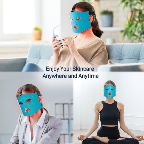 Red Light Therapy Mask for Face: LED Infrared Facial Mask Skincare Device, Beauty Care Tool for Women at Home