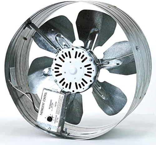 iLiving ILG8G14-12T Automatic Gable Mount Attic Ventilator Fan with Adjustable Thermostat, 3.10 Amp, 1220 CFM, Single-Speed