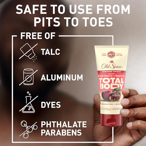 Old Spice Whole Body Deodorant for Men, Total Body Deodorant, Black Cherry + Bourbon Scent, Aluminum Free Deodorant Cream for 24/7 Freshness // Dermatologist Tested Whole Body Deodorant, 3.0 oz