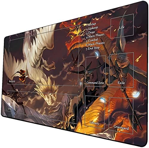 MTG Playmat, Game Play Mat for MTG TCG 24 x 14 inches Trading Card Inked Game Playmats with Storage Bag Smooth Rubber Surface Battle Game