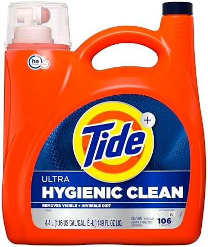 Tide Hygienic Clean Heavy 10x Duty Liquid Laundry Detergent, HE Compatible, Original Scent, 149 fl oz, 106 loads