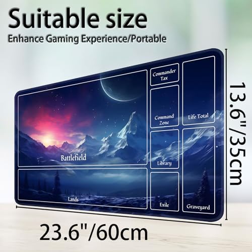 for MTG Game Playmat, for Magic TCG Rubber Play mat,Tabletop Card Playmats with Smooth Surface,Trading Card Inked Game Mat with New Zones,Battle Game,Snow Mountain Moon