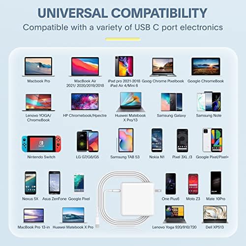 Mac Book Pro Charger - 118W USB C Fast Charger Power Adapter Compatible with MacBook Pro & MacBook Air 13, 14, 15, 16 inch, M1 M2 M3 M4, New ipad Pro and All USB C Device, 6.6ft Charge Cable