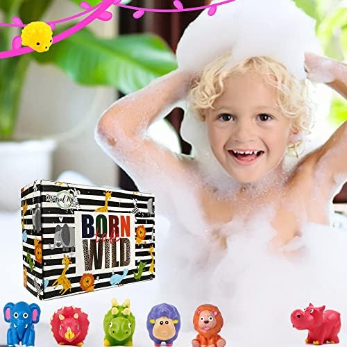 Bath Bombs for Kids with Toys Inside - Organic Bubble Bath Fizzies with Jungle Animal Toys. Gentle and Kids Friendly Spa Bath Balls, Bath Fizz Balls - Valentines Day Gift for Toddlers, Boys, Girls