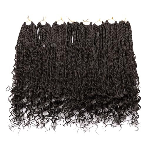 Boho Goddess Box Braids Crochet Hair 18 inch, 8 Packs Crochet Box Braids for Black Women Pre-looped Bohomian Box Braids Crochet Braids Synthetic Braiding Hair Extension #4