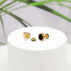 2026 Upgraded Hypoallergenic earrings for men,Mens surgical steel black stud earring jewelry,Great Wall wall grain round cake shape,Single black gel 0.4 inches wide