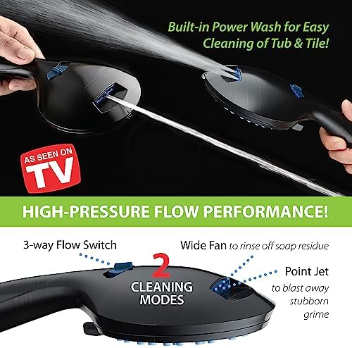 Hotel Spa AquaCare As-Seen-On-TV High Pressure Handheld/Rain 50-mode 3-way Shower Head Combo with Adjustable Arm - Anti-clog Nozzles, Tub & Pet Power Wash, 6 ft. Hose, Rubbed Bronze Finish