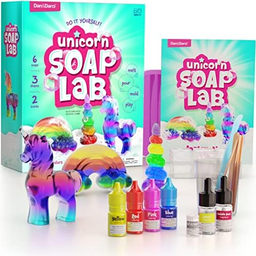 Dan&Darci Unicorn Soap Making Kit - Girls Crafts DIY Project Age 6+ Year Old Kids - Unicorn Girl Gifts - Science STEM Activity Teenage Gift - Make Your Own Soap Kits - Craft Toys Ages 6 7 8 9 10 11 12