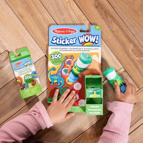 Melissa & Doug Sticker Wow!™ Dinosaur Bundle: 24-Page Activity Book, Refillable Sticker Stamper, Mini Pad, 500 Stickers, Arts and Crafts for Kids Ages 3+