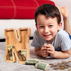 SummiDate Wooden Letter Piggy Bank| Piggy Bank for Boys Girls Toddler| Alphabet N Money Bank| Coin Bank Birthday Gift for Kids|Birthday Gift for Kids (N)