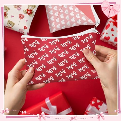 Kacctyen 20 Pack Valentine's Day Gift Makeup Bags for Women Bulk Pink Red Conversation Heart Makeup Bags 10 Style Galentines Favors Zipper Pouch Valentine Gifts for Coworkers Girlfriend Friends Wife