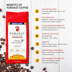 Puroast Low Acid Coffee Ground House Blend, Medium Roast, Certified Low Acid Coffee, 5.5+ pH, Gut Health, 2.2 LB, Higher Antioxidant, Smooth for Espresso, Iced Coffee