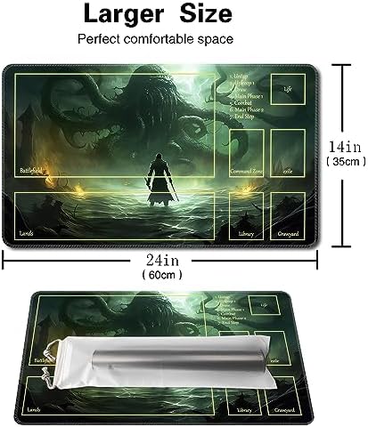 MTG Playmat Size 24x14in Free Storage Bags Non-Slip Backing, Ideal for Card Game Enthusiasts TCG Playmat (Necroslayer-Deck)