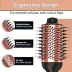 Hair Dryer Brush, 4 in 1 Styling Tools with ION Generator and Ceramic Coating for Fast Drying, Perfect One Step Hair Dryer and Volumizer for All Hair Types, Rose Gold Volumizer