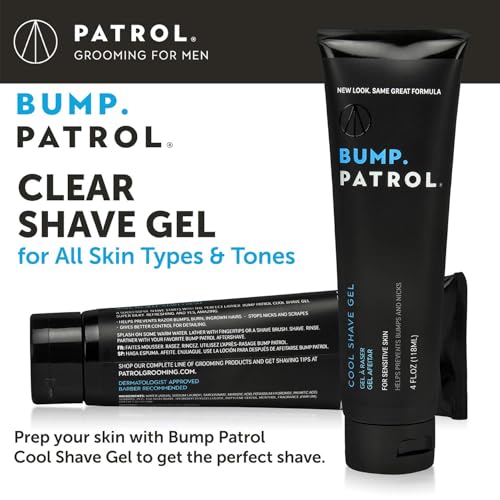 Bump Patrol Cool Shave Gel - Sensitive Clear Shaving Gel With Menthol Prevents Razor Burn, Bumps, Ingrown Hair - 4 Ounces 3 Pack