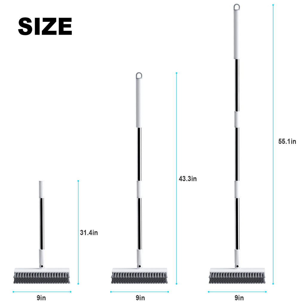 Floor Scrub Brush with Long Handle, Heavy-Duty Stiff Bristles, V-Shape Floor Scrubber Brush for Tile, Concrete & Grout Lines, Stand-Up Cleaning for Garage, Bathroom, Deck & Patio