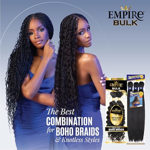 Sensationnel Empire bulk braiding – water wave 14 inch human hair braids for knotless boho box or curly loose wave styles (613 BLONDE)