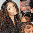 P1B/30 Highlight Ombre Lace Front Wig Human Hair Wigs for Women 250% Density 13x6 Deep Wave HD Lace Frontal Wig Pre Plucked P1B/30 Deep Curly Glueless Wigs Human Hair（#P1B/30,30Inch）