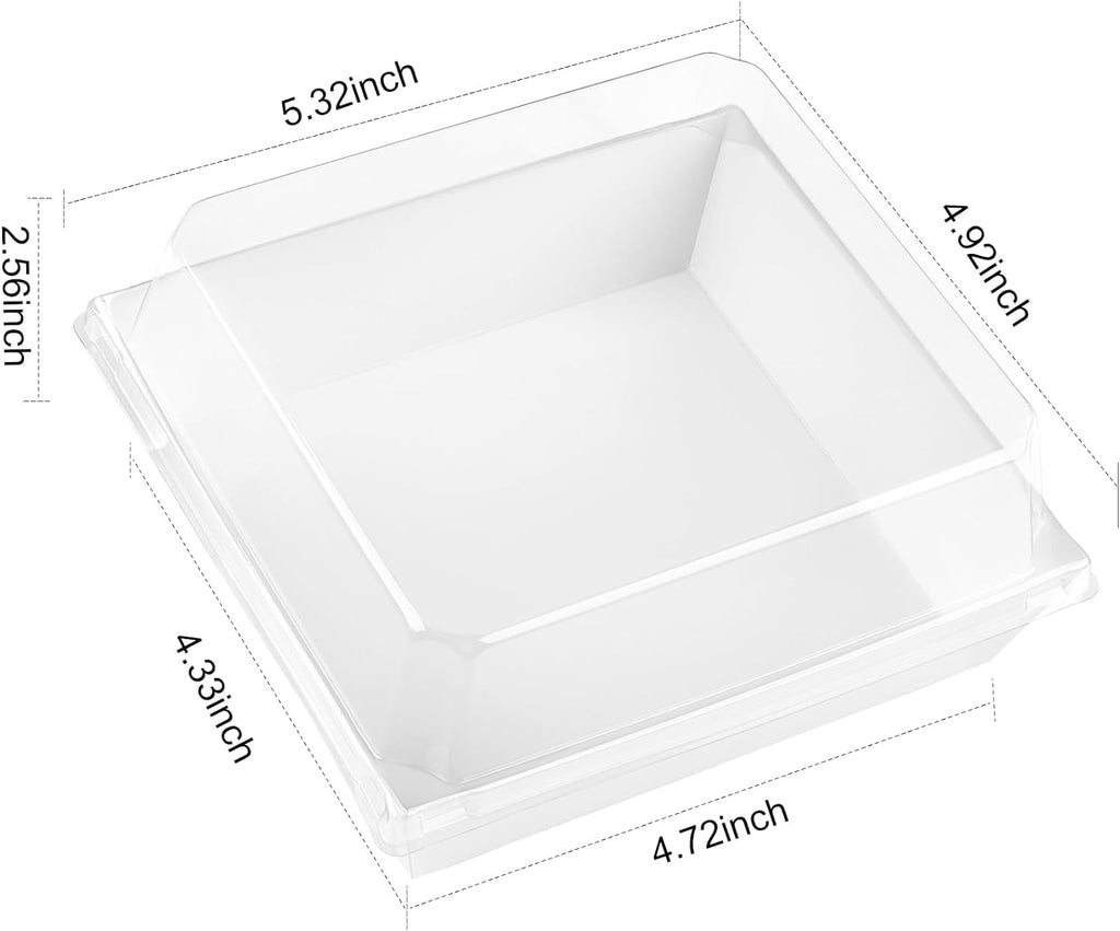 Kucoele 50 Pack Small Charcuterie Boxes with Clear Lids, To Go Paper Dessert Boxes Bakery Boxes, 5 Inches Disposable Food Containers for Cookies, Cupcakes, Slice Cakes, Strawberries (White)