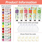 AZEN 24 Sets Hand Cream Bulk and Lip Balm Bulk Set, Bridal Shower Gifts for Guests, Thank You Gifts for Coworkers Women Men with Organza Bag Thank You Card, Bridal Wedding Favors for Guests