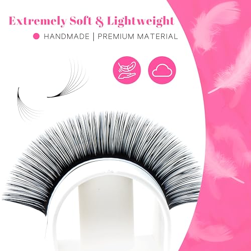 TDANCE Cashmere Easy Fan Lash Extensions 0.07mm C Curl Self Fanning Volume Lash Extensions 10mm Single Length Matte Black Lash Extensions(0.07-C,10mm)
