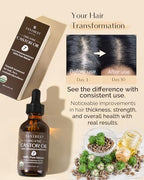 YANIBEST Organic Castor Oil, Cold Pressed Unrefined Glass Bottle, 100% Natural USDA Certified Castor Oil for Hair, Eyelashes, Face, Eyebrows, Scalp & Hair Strengthening Oil for All Hair Types