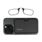 ThinOptics Readers with Magsafe Compatible Case - Armless On-Nose Reading Glasses - Slim Case Attaches to Phone - Black 1.5x
