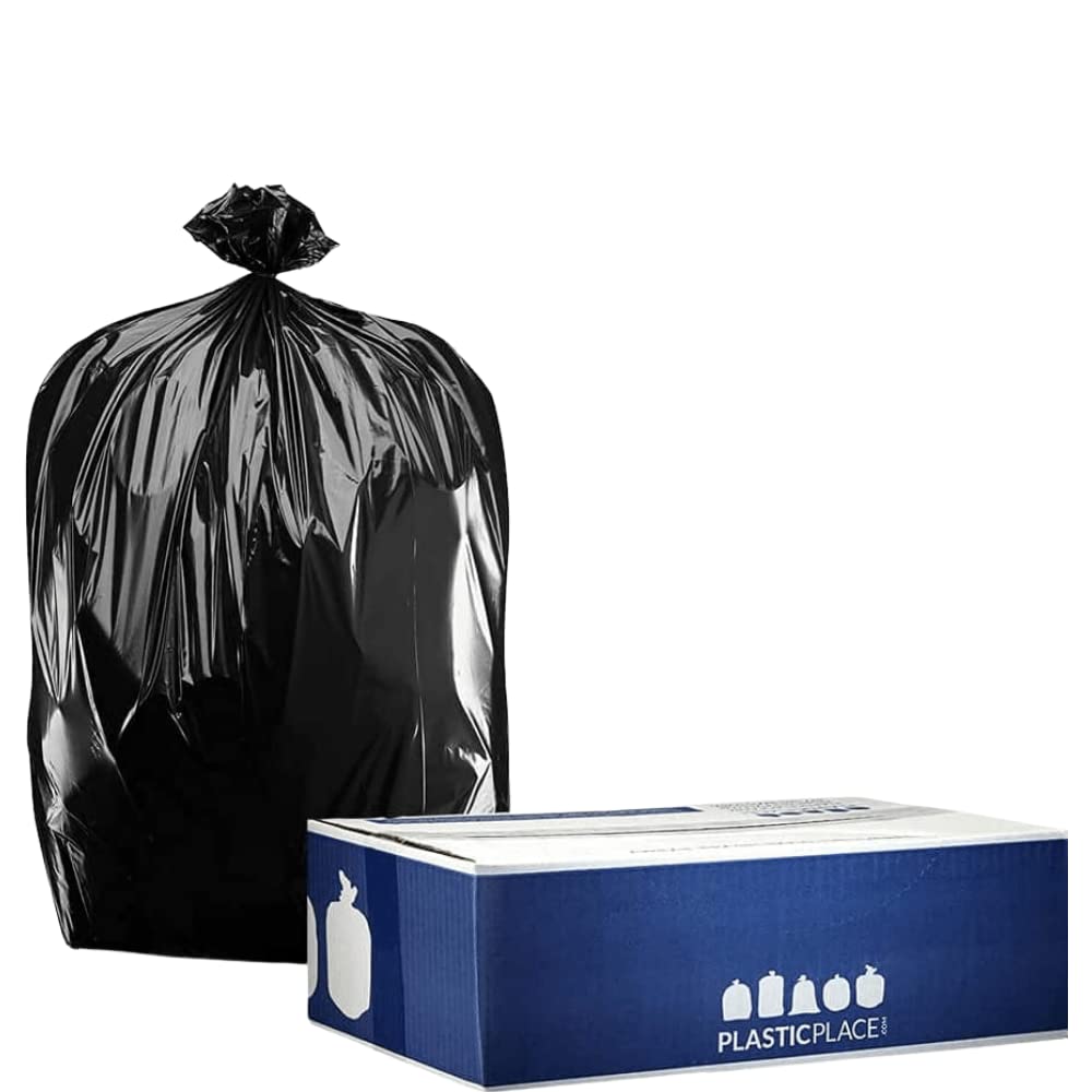 Plasticplace 35 Gallon Trash Bags │ 1.5 Mil │ Black Heavy Duty Garbage Can Liners │ 33" x 48" (100 Count)