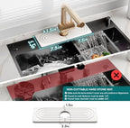 Dreatim Faucet Mat for Kitchen Sink - Wider Diatomite Fast Drying Stone Sink Tray, Super Absorbent, Prevents Moisture Buildup - Faucet Splash Guard for Bathroom Counter [Light Grey, 15x5.3inch]