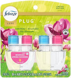 Febreze Plug In Air Freshener, Odor-Fighting Scented Oil Refill, Moring Spring Showers, 2 Refill