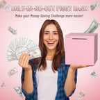 hizgo Adults Pink Piggy Bank, Stainless Steel Piggy Bank for Adults/Kids Must Break to Open, Unopenable Money Saving Box(7.9-inch, Pink)