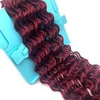 Burgundy Curly Wavy Braiding Hair Pre Stretched Boho Hair for Braiding Deep Ocean Wave Crochet Hair Water Deep Wave Boho Curls Bohemian Braids Hair Extensions 24 inch 2 Packs