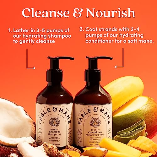 Fable and Mane HoliRoots Coconut Oil Shampoo for Women - Moisturizing, Hydrating, Clarifying for Dry, Damaged Hair - 8.5 FL oz