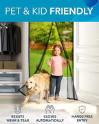 FLUX Magnetic Screen Door - Self-Closing, Pet-Friendly, Durable Polyester Mesh Screen Door with Powerful Magnetic Attachments, Keeps Bugs Out, Fits Sliding Doors and Standard Doors up to 36" x 78"