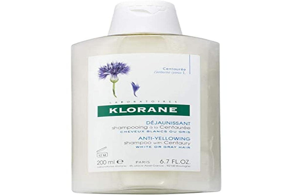 Klorane Anti -Yellowing Shampoo with Centaury for Blonde, White, Silver, Pastel Hair with Natural Blue Pigments, 6.7 Fl Oz (Pack of 1)