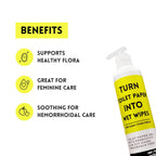 zerotaboos Wipegel | Witch Hazel Cleansing Gel with Prebiotics | Turns Toilet Paper into Gentle, Flushable Wipes | For Sensitive Skin & Daily Freshness | Up to 400 Uses | Fragrance-Free & Septic Safe